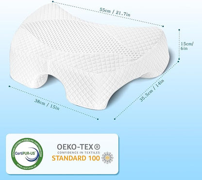 Side Sleeper Pillow with Arm Hole, Shoulder Relief System, Arm Pillow for Neck and Shoulder Pain, Premium Memory Foam, Suitable for Side, Back and Stomach Sleepers - White