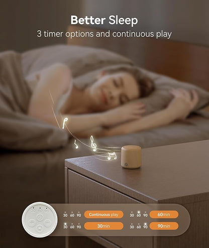 Dreamegg Sound Machine for Baby&Adults - Travel Sound Machine for Sleep, Features Powerful Battery, Egg-Sized, 16 Soothing Sounds, Timer, Sound Machine for Baby Adults Office Privacy Home Gift, Wood