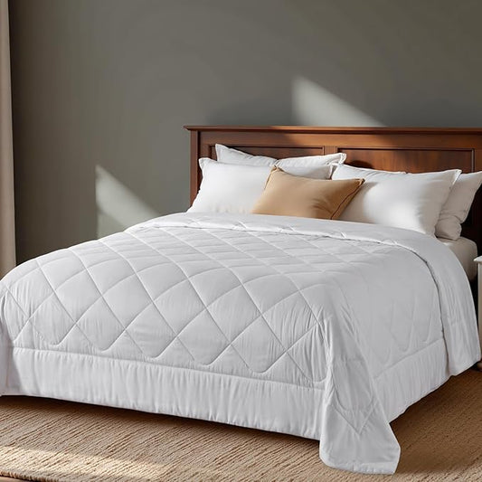 LAVANCE 100% Viscose Made from Bamboo Comforter King Size Lightweight Silky Down Alternative Duvet Insert Soft All Season Comforter - White, 90x106 Inches