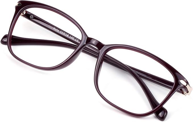 VisionGlobal Blue Light Blocking Glasses for Women/Men, Anti Eyestrain, Computer Reading, TV Glasses, Stylish Square Frame, Anti Glare