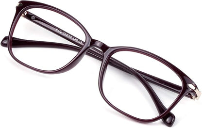 VisionGlobal Blue Light Blocking Glasses for Women/Men, Anti Eyestrain, Computer Reading, TV Glasses, Stylish Square Frame, Anti Glare(Red,+4.50 Magnification)