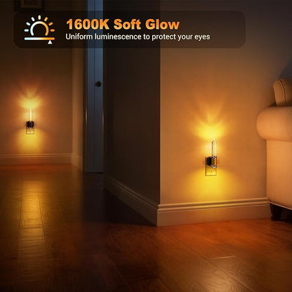 JandCase Night Light, Flameless Candle Night Lights Plug into Wall 2 Pack, Dusk to Dawn Sensor Aesthetic Automatic Nightlight, Amber Dimmable LED Nightlights, Decorative nite light for Adults Bathroom