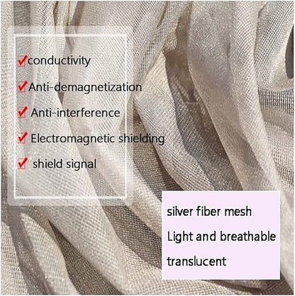 Faraday Fabric Faraday Radiation Shielding Fabric,1.5m Width Silver Coated Mesh Fabric Suit for Making Anti Radiation Curtain,Bed Canopy,Cell Tower, Wi-Fi, Smart Meter(Size:1.5X7m)