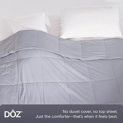 DOZ Lightweight Cooling Comforter, Cooling Blanket for Hot Sleepers and Night Sweats, Q-Max Over 0.4, Cool to The Touch Cover, Breathable, Soft, 90"x90", Thundercloud, Full/Queen