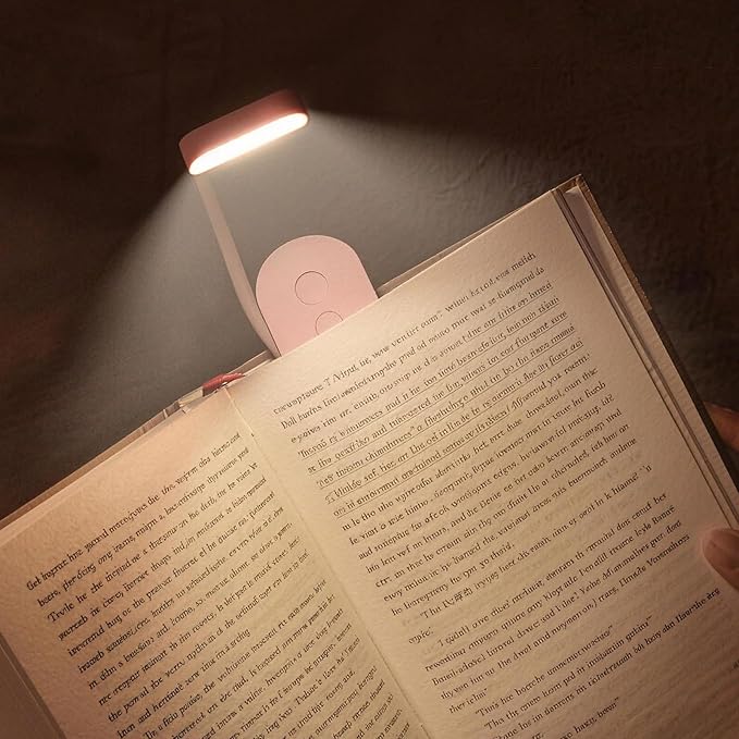 Portable LED Reading Lights, Eye Caring 3 Color Temperatures and Dimming Brightness Book Lights, Lightweight USB Rechargeable Clip-On Lamp for Book Lovers Night Reading (Pink)