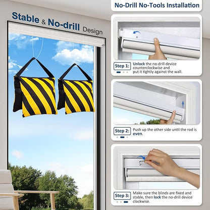 Smart Motorized Blinds with Remote, Cordless No-Drill Automatic Roller Shades, Blackout Electric Blind for Windows, Linen Stone, 33.5 x 72