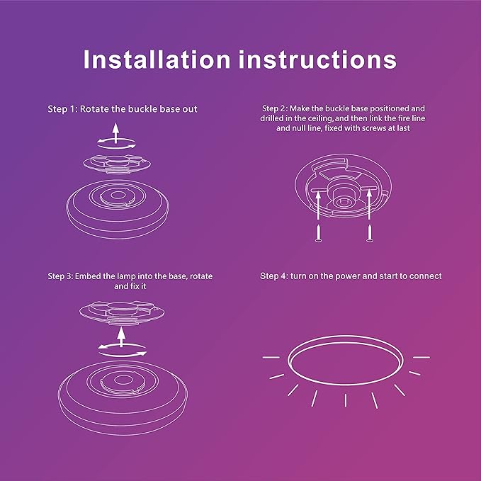 Smart Ceiling Light, 12" Inch LED Color Changing Ambient Lamp 30W 2400LM Flush Mount, Magic Home Wi-fi RGB Dimmable Work for Alexa & Google Voice Control 2200K-6500K DIY Colors Round White