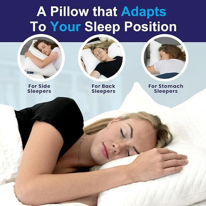 Sidney Sleep Pillow for Side and Back Sleepers - Comfort for Neck and Shoulder Pain - Adjustable and Customizable Shredded Memory Foam Filling - Queen Size - Additional Foam Fill Included (Magenta)