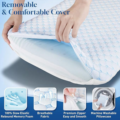 CloudBliss Ultra Slim 3.3” Pillows for Side | Back | Stomach Sleepers, Memory Foam Flat Pillow, Low Profile Sleeper Pillows with Double Sided Comfortable Breathable Pillow Cover, Queen