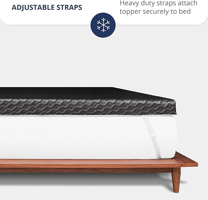 ViscoSoft 4 Inch Active Cooling Memory Foam Mattress Topper Twin - Made in USA Select Copper-Infused Black Mattress Pad