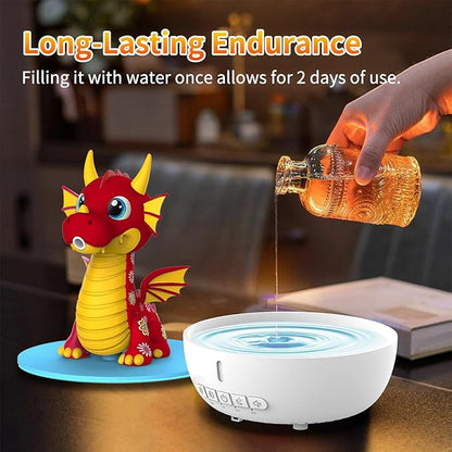 Aromatherapy Dragon Humidifier, 200ML Essential Oil Diffuser with Remote & Timer, White Noise Machine with 10 Soothing Sounds, Cute Small Humidifiers for Kids Bedroom, Home, Office (Red)