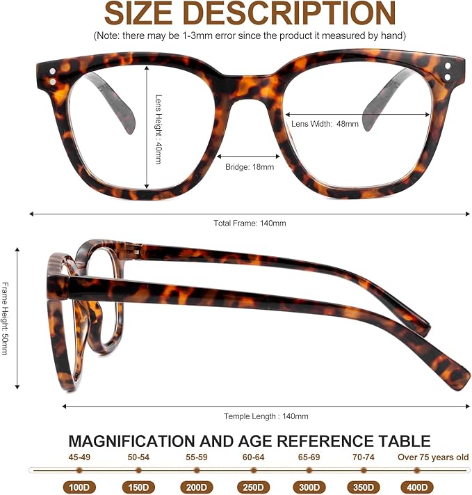 Reading Glasses for Men Women Blue Light Blocking with Spring Hinge, Blocking Readers Anti UV Ray Filter Eyeglasses, Square Computer Reader Glasses, Brown Tortoiseshell, +1.0