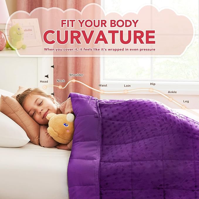 CuteKing Weighted Blanket - 40"x60" 10lbs Minky Dots Heavy Blanket with Glass Beads Soft Breathable for All-Season Summer Fall Winter Thick Comfort for Sleeping
