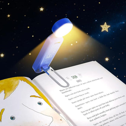 VAVOFO USB Rechargeable Book Light, Blue Light Blocking, Amber Light Clip On Bookmark Shaped Reading Light, Eye Care 6 LEDs Book Light for Bookworms Reading in Bed with 9 Lighting Modes (Royal Blue)
