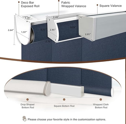 Motorized Roller Shade: Blackout, Electric Blinds, Compatible with Alexa/Google Home/Apple Homekit, Noir Denim