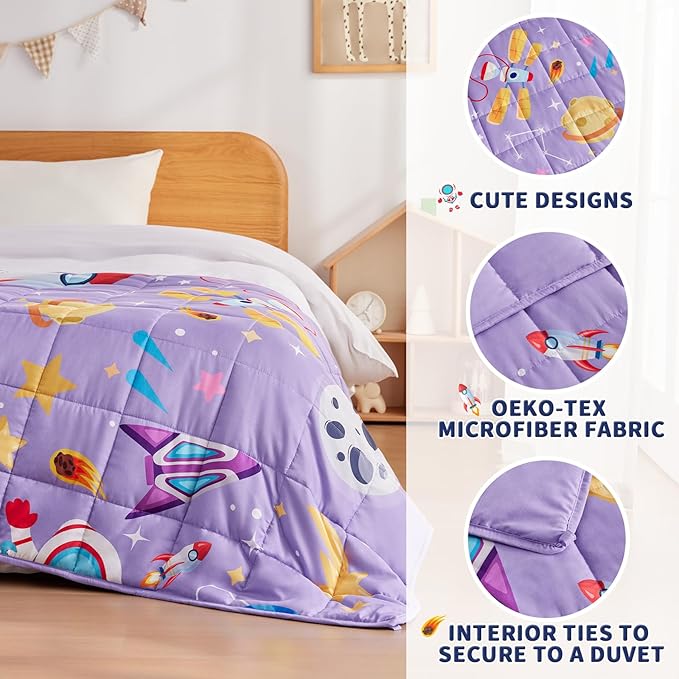 anfie Weighted Blanket Kids(50"x60" 5lbs) Weighted Blanket Cooling Blanket for Sleeping,Throw Size Breathable Blanket with Premium Glass Bead(Purple Aerospace)