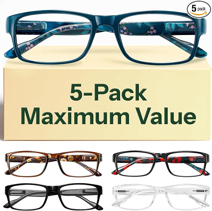 Gaoye 2.25 Professional Reading Glasses for All Day - Computer Readers with Blue Light Protection - Value Pack