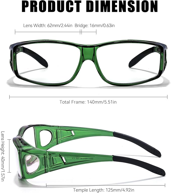 LVIOE Fit Over Blue Light Blocking Glasses and Computer Eyewear- Wear Over Prescription Glasses/Reading Glasses/RX Glasses