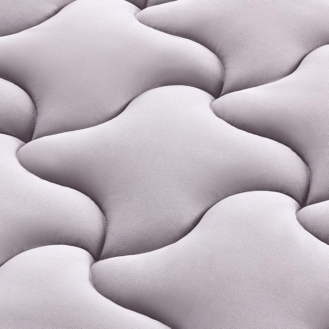 SLEEP ZONE Mattress Pad Cal King Cooling Mattress Topper, Quilted Fitted, Machine Washable, Soft Fluffy Down Alternative, Deep Pocket 8-21 inch, Grey