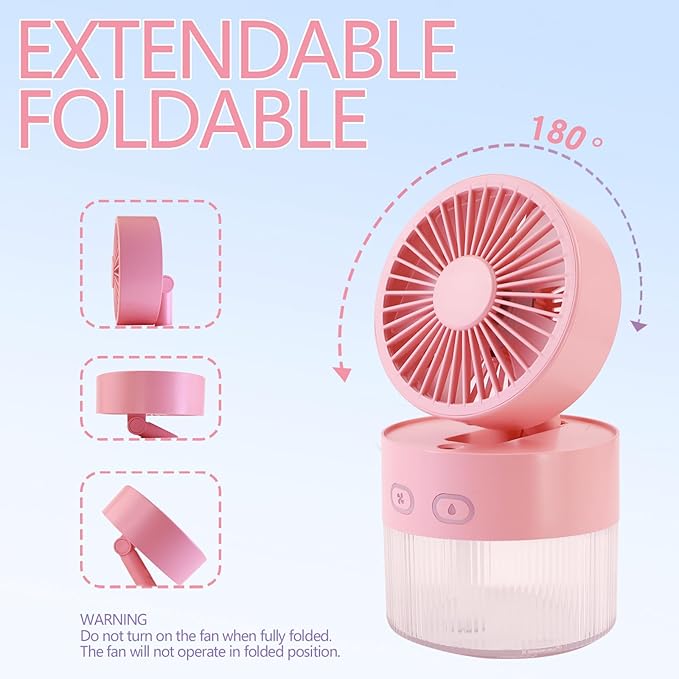 Kylara Mini Humidifier for Office Desk & Bedroom - 350mL Portable USB Personal Humidifiers with Auto Shut-Off, Travel Friendly