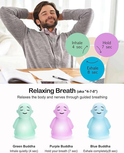 Set of 2 Mindfulness Meditation Anxiety & Stress Relief Tool, Relaxing Items for Adults Kids, Upgraded 2 in 1 Touch Breathing Night Light
