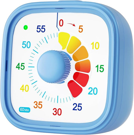 Shintrend 60 Minute Visual Timer with Colorful Dial, Pomodoro Timer for Kids and Adults, Silent Countdown Time Management Tool (Batteries Not Included)