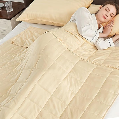 Weighted Blanket Queen Size (60"x80" 15lbs),Ultra Soft and Cozy Cooling Weighted Blanket Queen Size for Adult,Heavy Blanket with Machine Washable Soft Blanket, Beige