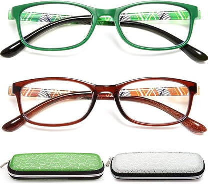 EYEURL Reading Glasses For Women - Blue Light Blocking Glasses Reduce Eyestrain - 2 Pack TR90 Frame Lightweight +0.0