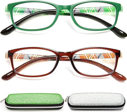 EYEURL Reading Glasses For Men Women - Blue Light Blocking Glasses Reduce Eyestrain - 2 Pack TR90 Frame Lightweight +2.25