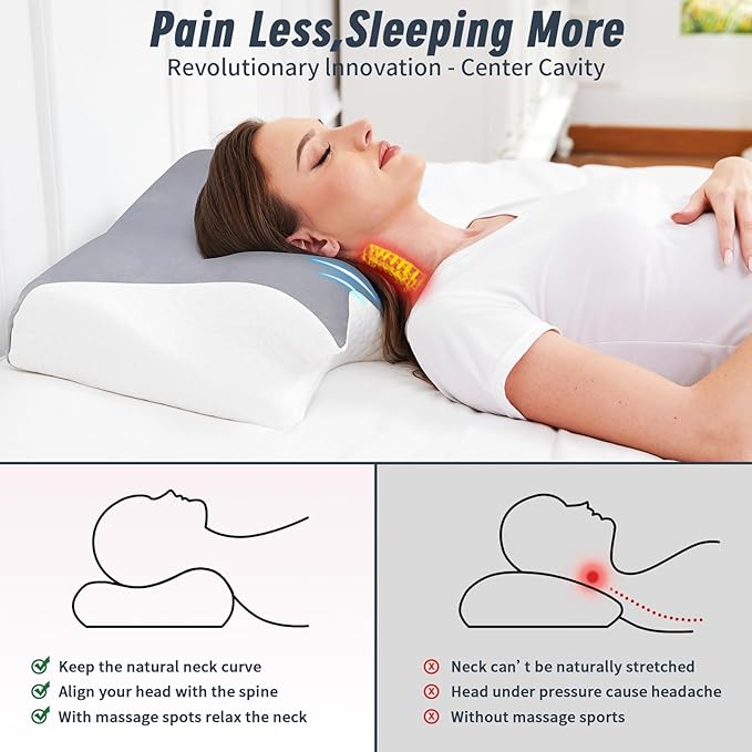 Ergonomic Orthopedic Pillow Pillows for Neck and Shoulder Pain Sleep apnea Best Sleeping Memory Foam deep Support Cervical