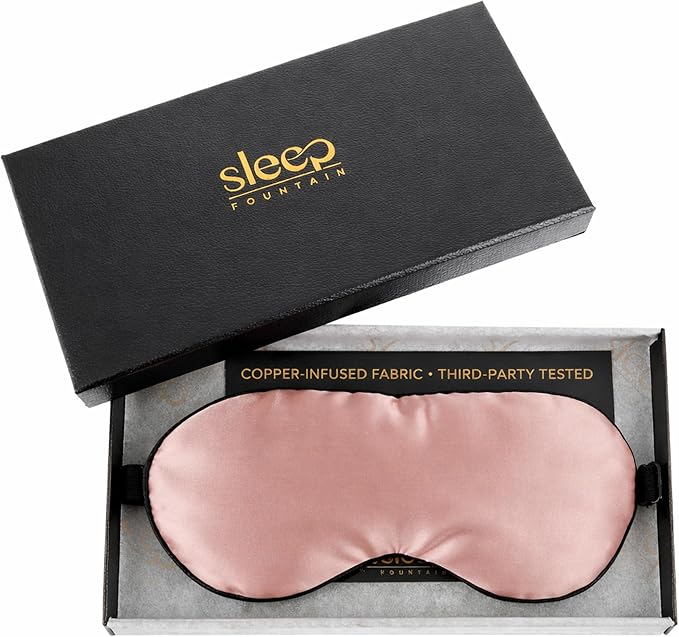 Anti Aging Silk Sleep Mask for Women, Mulberry Silk Eye Mask for Sleeping and Skin Care, Blackout Sleep Mask with Copper Ion Technology Reduces Eye Puffiness, Fine Lines and Wrinkles
