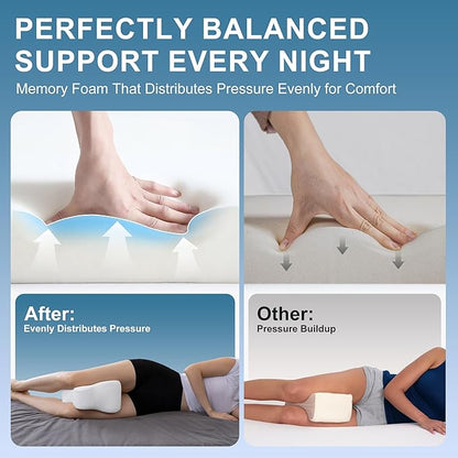 Knee Pillow for Side Sleepers,Leg Pillows for Sciatica,Knees,HIPS,Joints Between Legs,Back Pain Relief When Side Sleeping Spine Alignment Support for Knee Surgery Recovery,White
