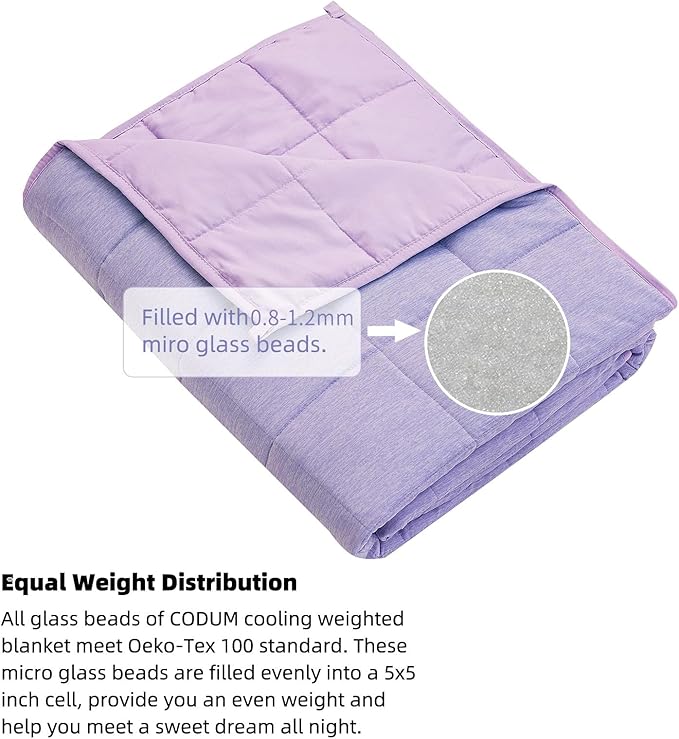 Weighted Blanket Twin Size 15bls, Cooling Blanket for Adult Hot Sleepers, Soft Bed Blanket Universal to All Seasons, 48''x72'' 15 LBS, Purple