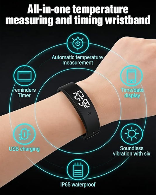 AIZAN Vibrating Alarm Wristband Fit Sleeps Silent Wrist Alarm Clock for Heavy Sleepers Adults Rise Bands Shock Watch Deaf People Bracelet Wearable Bed Shaker That Won't Wake Partner