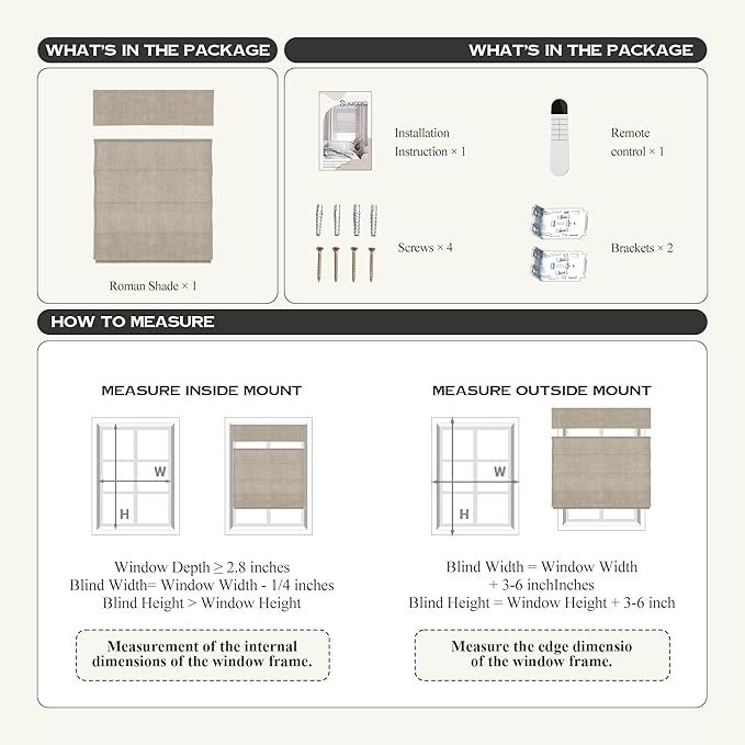 Motorized Top Down Bottom Up Roman Shades with Remote, Cordless Smart Blackout or Light Filtering TDBU Roman Blinds, Automatic Window Blinds for Home, Office, 66" W x 64" H