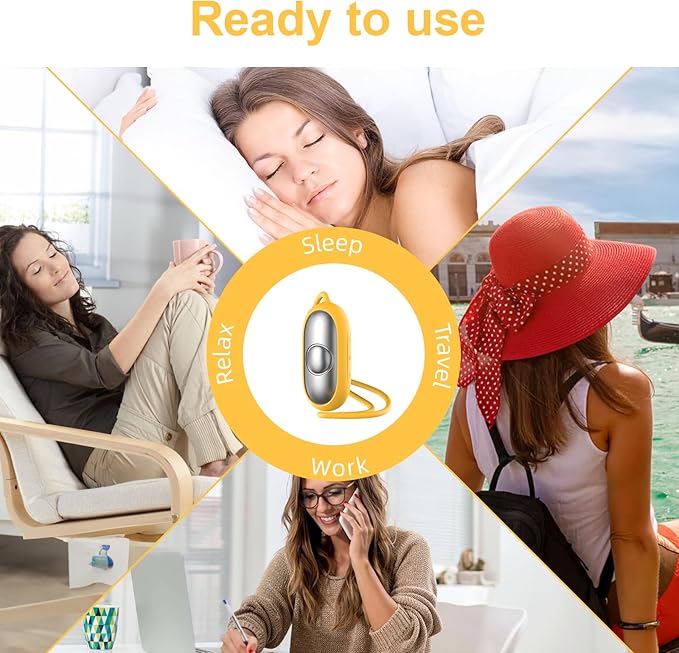 Sleep Aid Device, Micro-Current Sleep Instrument Anxiety Device, Portable Rechargeable Sleep Aid for Anxiety and Insomnia (Yellow)