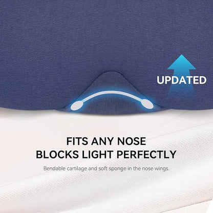 Mavogel Cotton Sleep Mask - 100% Handmade, Light Blocking Sleep Eye Mask with Updated Bending Nose Design, Soft Sleeping Mask for Women Men, for Sleep/Office/Naps, Includes Travel Pouch (Starry Blue)