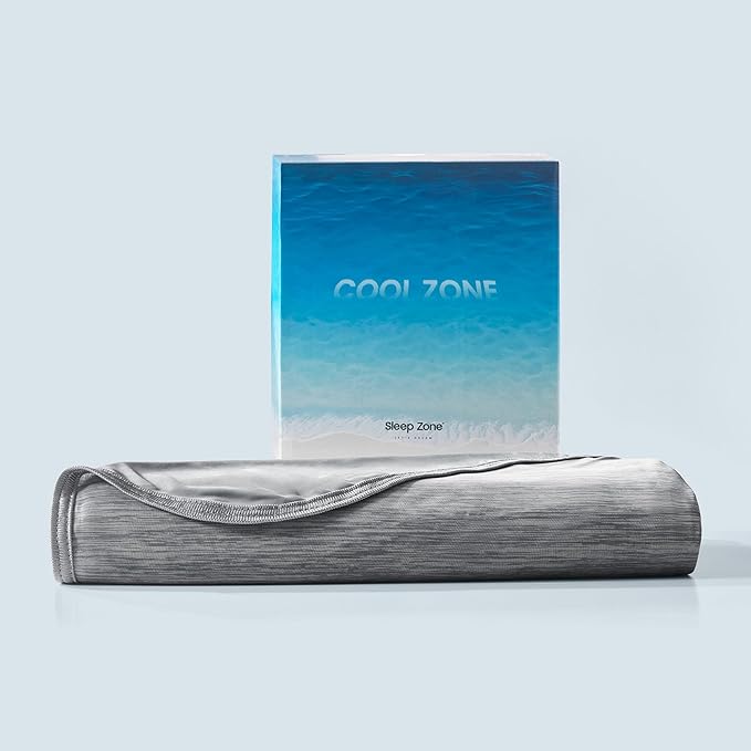 SLEEP ZONE Nanotex Cooling Blanket for Hot Sleepers, Double-Sided Throw Blanket for Couch and Bed, Summer Blanket Thin Lightweight Breathable, Keep Cool for Night Sweats (Dark Grey, 60''x90'')