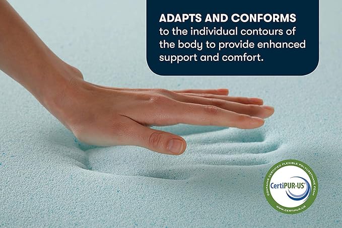 Serta ThermaGel Cooling, Pressure-Relieving Memory Foam Mattress Topper, 2 Inch, King, Made in The USA
