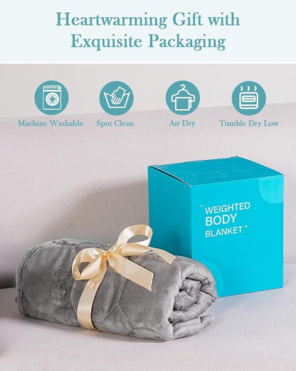 Topblan Weighted Lap Blanket 7lbs for Adults, Small Weighted Blanket Throw for Napping, Relaxation, Calming and Travel, Skin Friendly & Machine Washable for All-Season Sleeping, Grey 24x29 inches