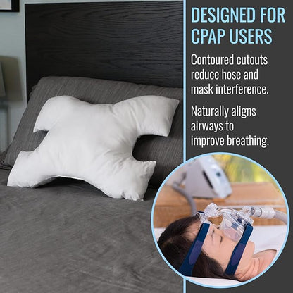 DMI CPAP Fiber Filled Sleep Aid Pillow, Suitable for All CPAP Masks, Increases Comfort by Reducing Mask Pressure, Minimizes Air Leaks, Aligns Neck, Shoulders, and Spine, FSA & HSA Eligible