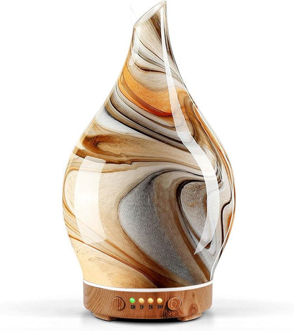 Porseme 150ml Glass Essential Oil Diffuser Aromatherapy Ultrasonic Cool Mist Humidifier 6 Running Hours Waterless Auto-Off Air Diffusers for Sleeping,Yoga,Office Working Spa and Rest (Deep Desert)