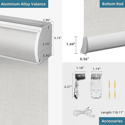SmartWings Motorized Roller Shades Work with Homekit, 100% Blackout Smart Blinds for Windows, Cordless Remote Control Window Shades, Vigor White, Customized Size
