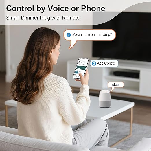 Dimmer Switch, Remote Light Switch with Wireless Remote Control, Bluetooth & Alexa Voice Compatible, Single Pole for Dimmable LED/CFL/Incandescent Lights, Neutral Wire Required
