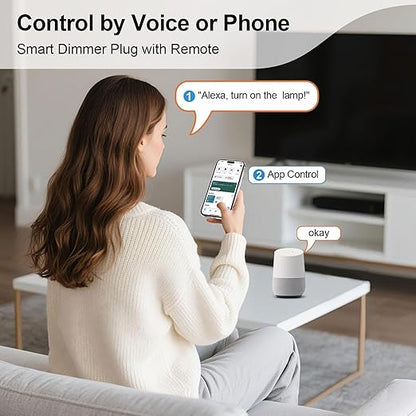Dimmer Switch, Remote Light Switch with Wireless Remote Control, Bluetooth & Alexa Voice Compatible, Single Pole for Dimmable LED/CFL/Incandescent Lights, Neutral Wire Required