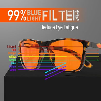 Bloomoak-99% Blue Light Blocking Glasses - Gaming Glasses - Anti Glare - Anti Fatigue -Suitable for Screens, Games, TVs