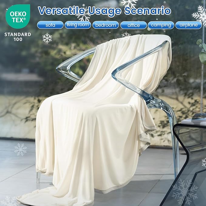 PHF Double Cooling Blanket for Hot Sleepers Twin Size, Arc-Chill Q-Max>0.5 with Double Cooling, Summer Blanket Absorbs Heat to Keep Cool All Night for Night Sweats (Cannoli Cream, 60''x80'')
