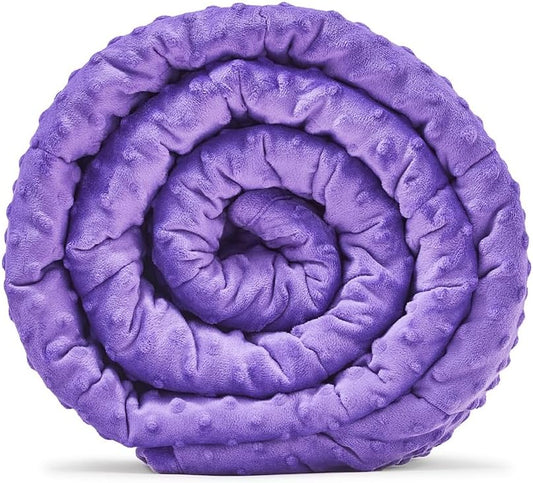TONGDADA Minky Weighted Blanket | 60''x80'',15lbs | Cozy and Soft Minky Weighted Throw Blanket | Luxury Velvet with Premium Glass Beads | Violet Minky