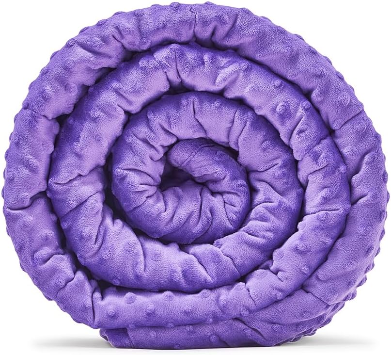 TONGDADA Minky Weighted Blanket | 40''x60'',7lbs | Cozy and Soft Minky Weighted Throw Blanket | Luxury Velvet with Premium Glass Beads | Violet Minky
