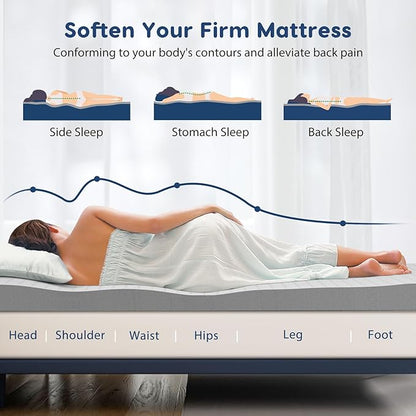 3 Inch Mattress Topper King,Gel Memory Foam Mattress Topper Bed Topper for Soft & Cooling Sleep and Pressure Relieve, CertiPUR-US Certified，Bed Ventilated Design with Bed Topper